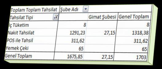 Raporu(Excel  kaynağı) ve