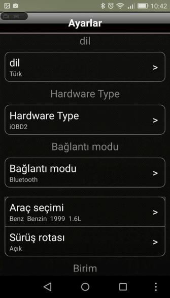 Hardware bölümünü açıp İOBD2 ' yi seçin.