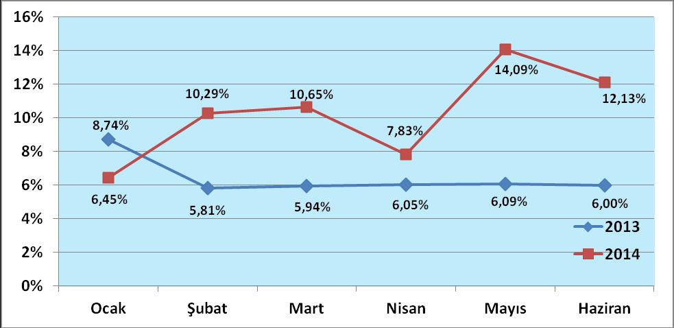 bu yılın aynı döneminde yüzde 61,45 olarak gerçekleşmiştir. Grafik 6.