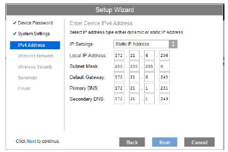 5. IPv4 Address ekranında (Şekil 6) cihazın IP adresini ayarlayıp Next (İleri) tıklayın.