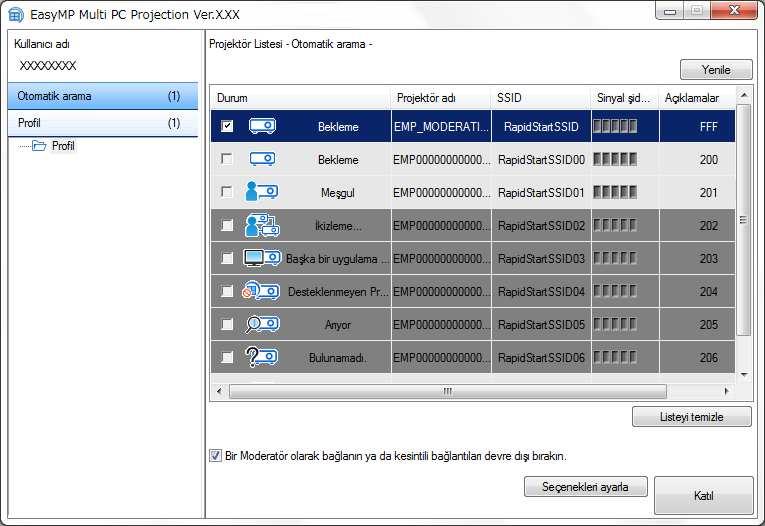 Bğlntı modu 20 b Epson iprojection yzılımını bşltın.