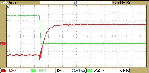 Şekil 5.16 : Çıkış akımı 22 A, B Mosfeti D-S ve kapı gerilimi. Şekil 5.