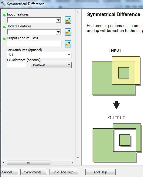 İnput ve update katmanının kesişim alanını silerek, geometrik olarak