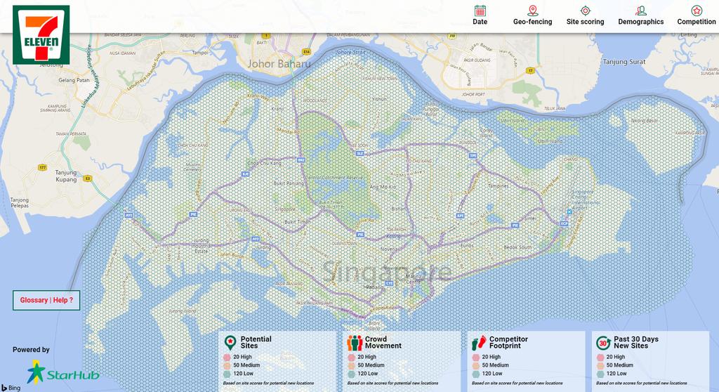 Starhub Geolocation verisi kullanarak 7 Eleven için yer keşif ve alan analitik platformu yaratılması PaaS (