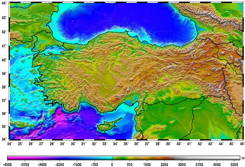 Jeoit hesaplamalardaki yerey düzeltmelerinin bulunması için sayısal arazi modeli kullanılmıştır.