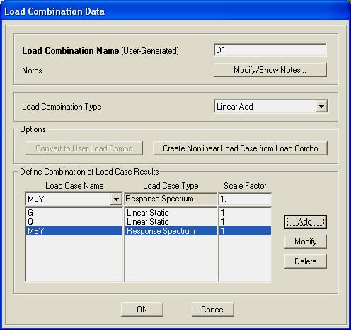 o Load Case Name açılır listesinden Q yüklemesini seçin ve Add düğmesine basın. o Load Case Name açılır listesinden MBY yüklemesini seçin ve Add düğmesine basın.