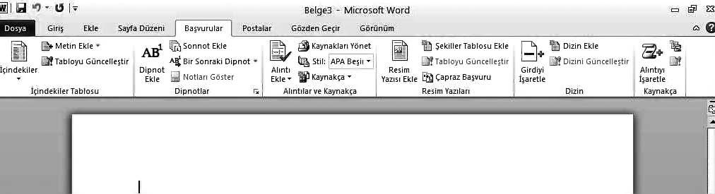 3. Ünite - Ofis Yaz l mlar -Sözcük fllemciler ve Belge Sistemleri 69 fiekil 3.26 Baflvurular sekmesi.