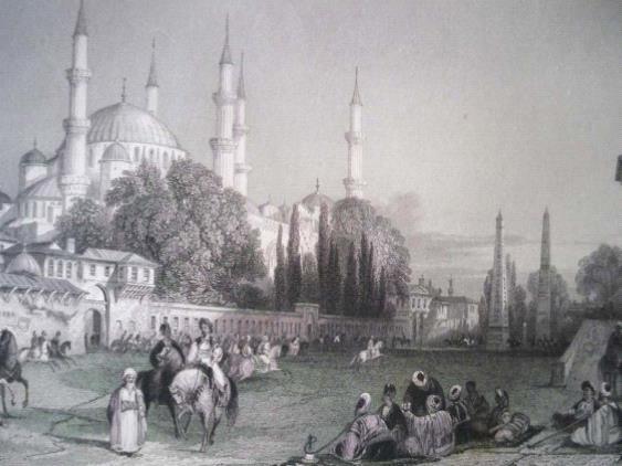 Üstteki W. Read in Hipodrom resminde Sultan ın bayram namazı için Sultanahmet Camii nden çıkışı resmedilmiştir.