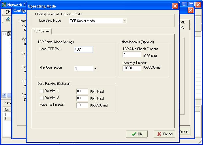 Enter the TCP port number (4001 in our example) to the Local TCP Port textbox.