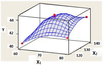 Örnek olarak, bir cevap yüzey grafiği Şekil 5. 1 de verilmektedir.