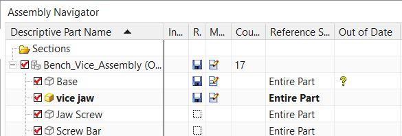 Assemblies Assembly Navigator Geliştirmeleri Assembly Navigator ürün ara yüzünün içinde Out of date