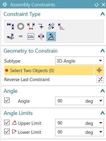Assemblies Limit Distance ve Angle Assembly Constrain