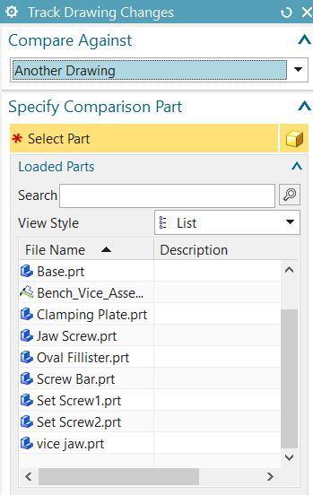 Drafting Drawing Karşılaştırma Geliştirmeleri Parça Drawing Değişiklikleri Track drawing changes komutu NX