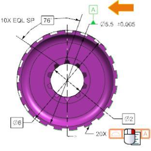 PMI (Product and Manufacturing Information) Highlight Datums Kontrol çerçevesinde gösterilen referans