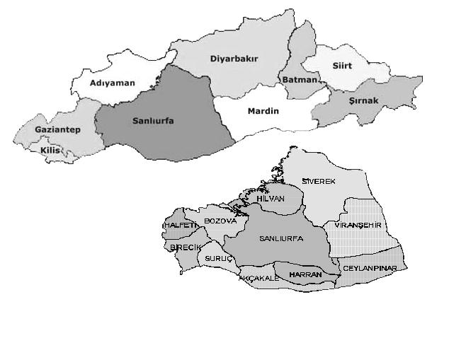 4. ARAŞTIRMA BULGULARI VE TARTIŞMA Özlem Özgür KAÇIRA Şekil 4.1. Güneydoğu Anadolu Bölgesi ve Şanlıurfa İl Haritası 4.1.2.İklim Şanlıurfa ili karasal iklim özelliğine sahiptir.