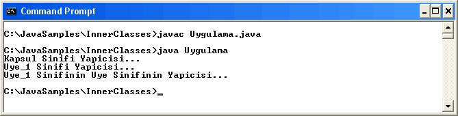 Yapicisi..."); Uygulama() System.out.println("Kapsul Sinifi Yapicisi..."); public static void main(string[] args) Uygulama.Uye_1.Uye_1_AltUye nesne=new Uygulama().new Uye_1().