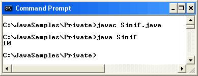 public static void Kullan() PrivateD pd=new PrivateD(); pd.deger=10; pd.yaz(); Şimdi bu paketi başka bir sınıfta kullanmayı denemem gerekiyor. Bu amaçlada aşağıdaki örneği geliştirdim. import com.