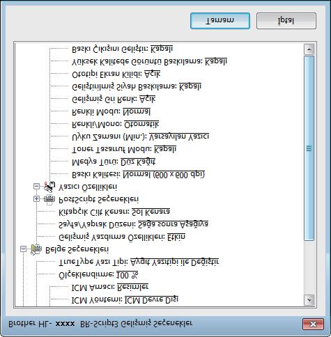 Sürücü ve Yazılım c Yazıcı Özellikleri listesindeki bir ayarı seçerek ayarları değiştirin (3): 2 3 Baskı Kalitesi Aşağıdaki baskı kalitesi ayarlarından birini seçin: Normal (600 x 600 dpi) 600 dpi