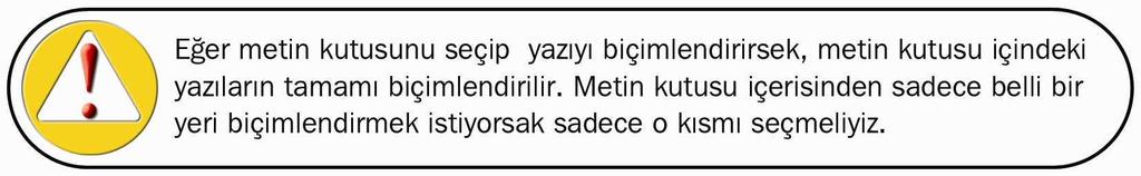 E er bu araç çubu u aç k de ilse Görünümmenüsünde AraçÇubuklar k sm ndanbiçimlendirme komutu ile bu