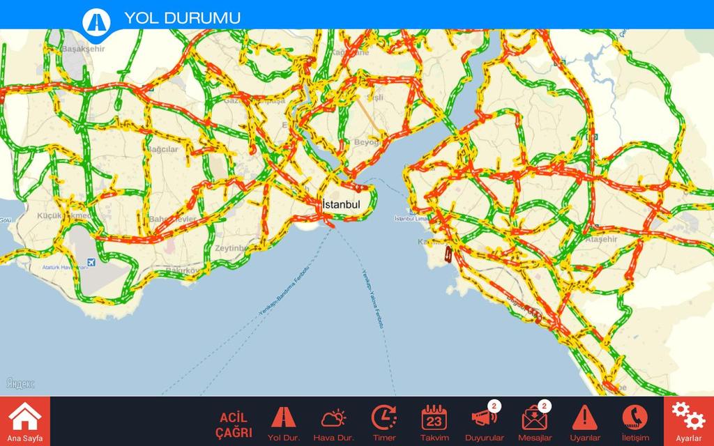 Yol durumu haritasında zoom yapabilir ve harita üzerinde gezinti yapabilirsiniz.