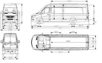 Azami Dönüş Servis Okul yüklü dairesi çapı Gövde Tavan tipi Motor tipi aracı aracı ağırlık [m] 316 15+1