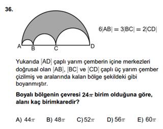 OC uzunluğu çemberin yarıçapıdır ve bu uzunluğu pisagordan bulabiliriz. OC 9 81 4 85 dir. OAE üçgeninde de pisagor uygulayarak x'i bulalım. ( 85) 7 (x ) 85 49 (x ) (x ) 36 x 6 x 4 buluruz.