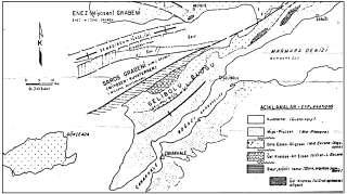 özellikle Saros Körfezinin Doğusunda yer alan Gelibolu Yarımadasını sınırlayan Ganos fayı ile biraz daha doğudaki Anafartalar Fayı nın etkisi belirgin bir şekilde ortaya çıkmaktadır.
