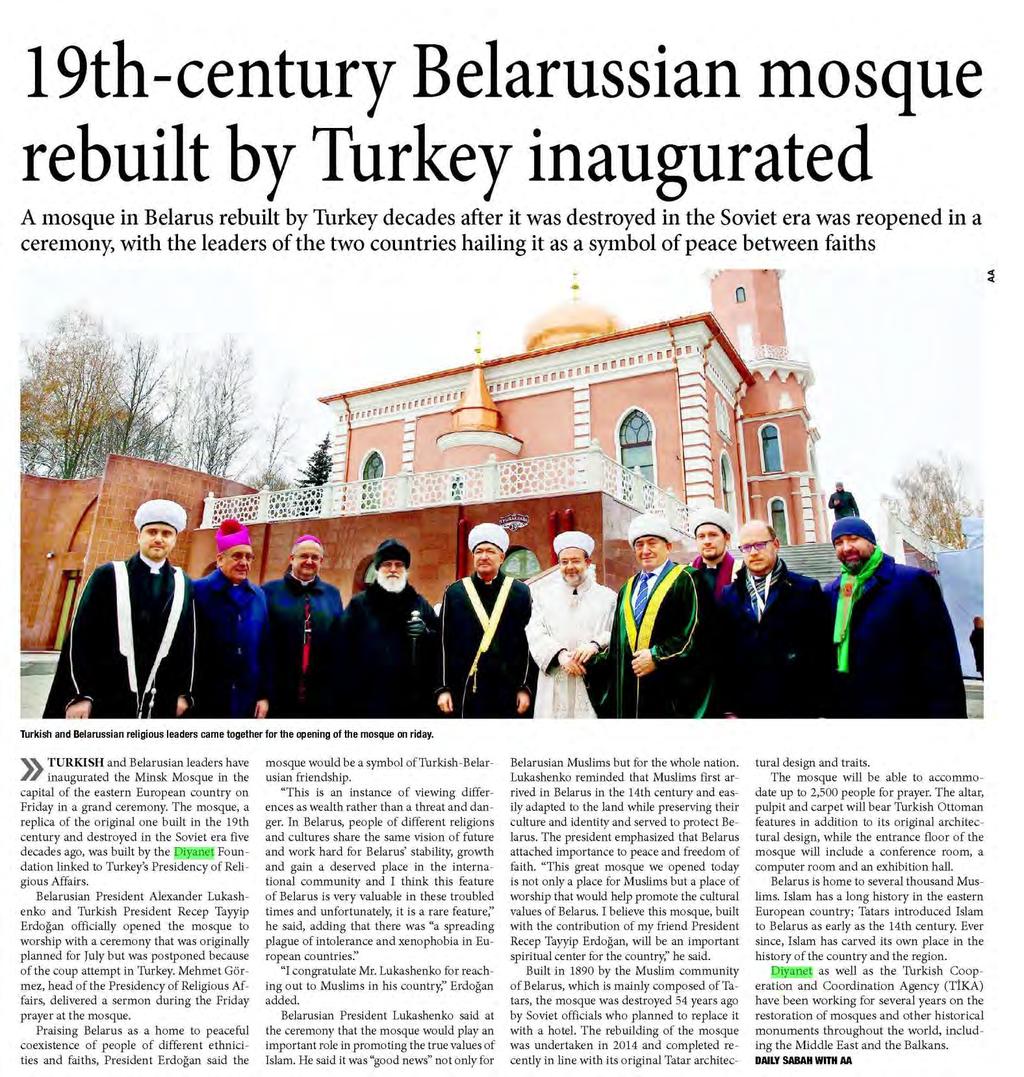 DAILY SABAH Tarih : 12.11.2016 HAFTADA 6 GÜN ULUS.