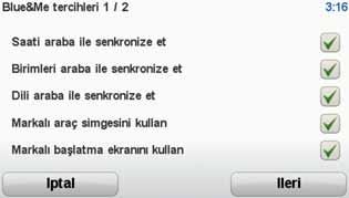 5. Ayarlarınızı senkronize etme Ayarlarınızı senkronize etme Blue&Me-TomTom navigasyon cihazınızdaki bazı ayarları araç ayarlarınız ile senkronize edebilirsiniz.