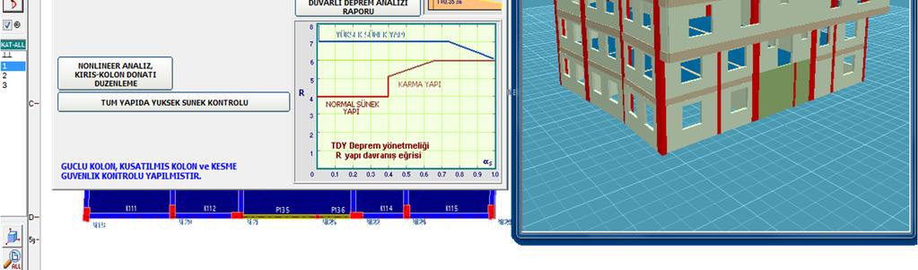 seçilerek ekrana gelen duvar etkili deprem raporunda, binanın her iki yönüne ait x (uzun) ve y