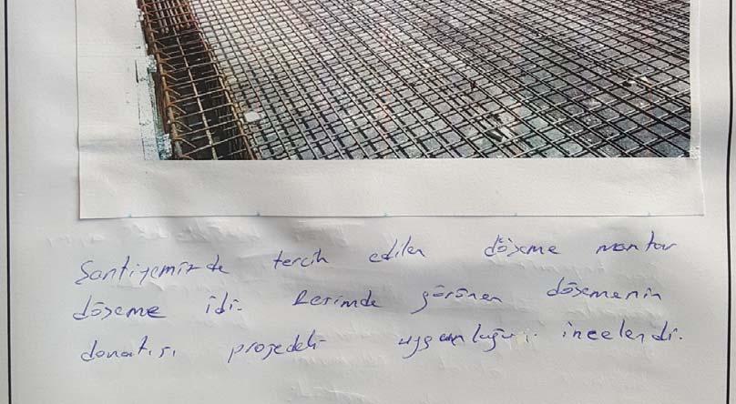 Bahsedilen projedeki döşeme donatısının teknik