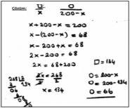 Ö16 7 öğrencileri ise ikinci problemde ilk önce bilinen sayılarla birkaç deneme yapmış belli bir süreden sonra bu yöntemden vazgeçerek bilinmeyenleri içeren bir denklem yazmış, tekrar aritmetik