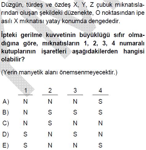 Soru 2. Soru 3. Özdeş X, Y, Z çubuk mıknatısları, sürtünmesiz yatay düzlemde şekildeki konumda hareketsiz tutuluyor.