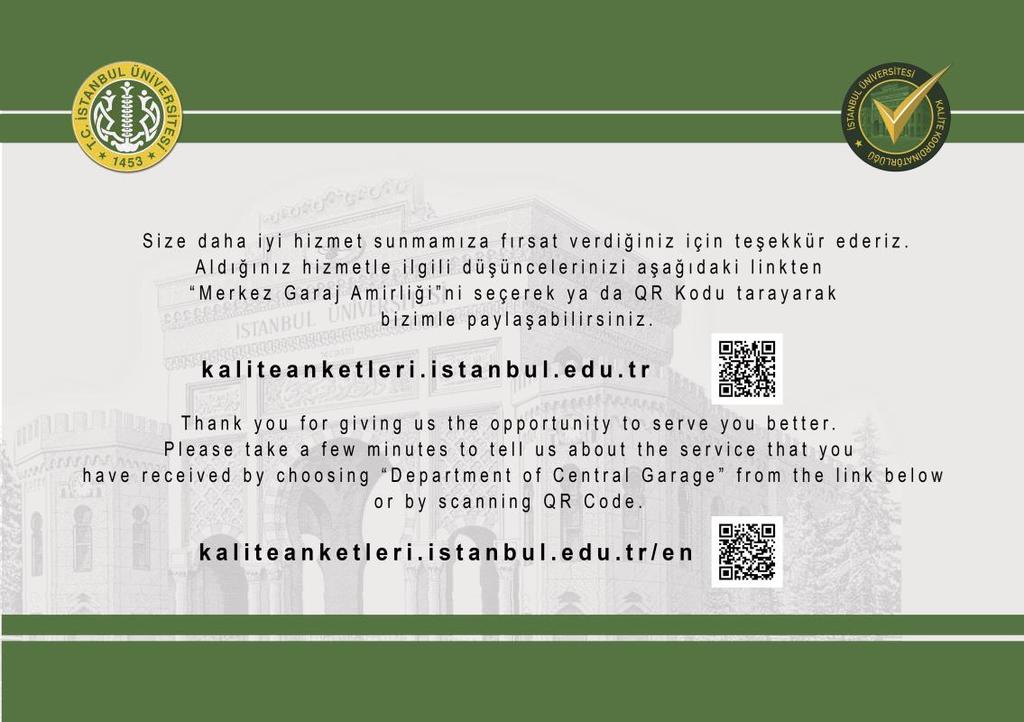 Memnuniyet Anketleri Garaj Memnuniyet Anketi için cep telefonlarından QR Kod ile