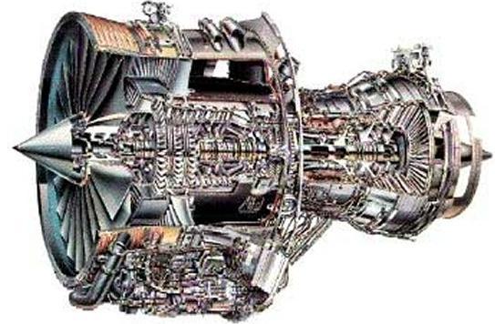 17 Şekil 2.2. Rolls-Royce RB211-535 tipi bir gaz türbinin kesiti Uçaklarda kullanılan bu gaz türbinleri, tepkili çevrim adıyla biline açık bir çevrime göre çalışırlar.