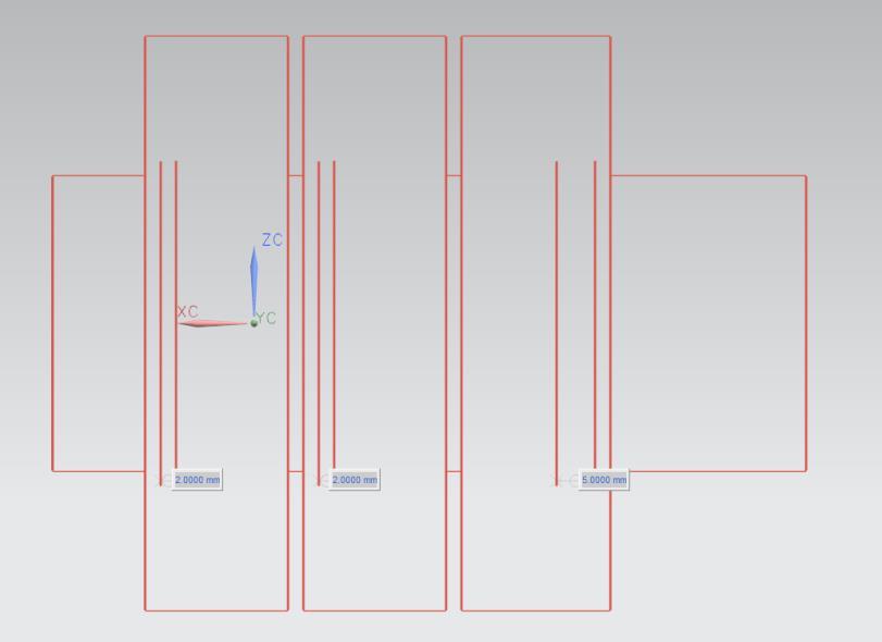 Şekil 3.5 : Tasarım_1 iletim kaybı grafiği. Şekil 3.6 : Tasarım_1 akustik odacık besleme yarıkları şeması.