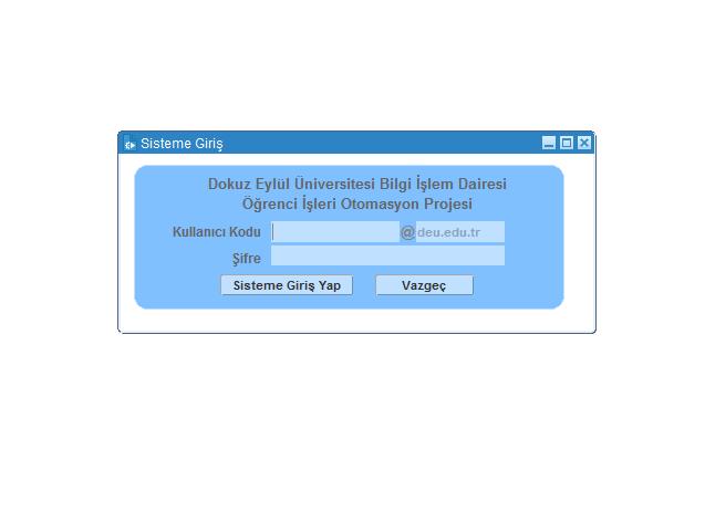 ORACLE SİSTEMİNE GİRİŞ Enstitümüz tarafından Anabilim Dalları Adına Alınan Mail Adresi Kullanıcı Kodu ve Geçici Şifre Kullanılarak