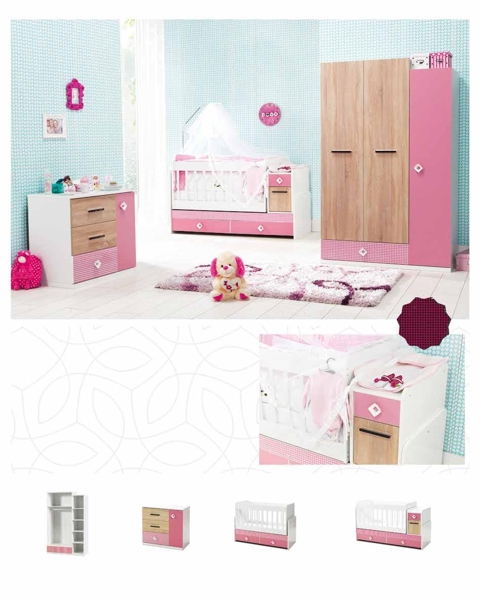 BEBEK ODASI 01 Her Yaşta Moda BABY ROOM Polo Bebek Odası / BABY ROOM01 Bu kompozisyon Üçlü Dolap, Beşik ve Şifonyer ile oluşturulmuştur.