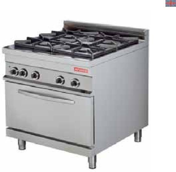 GR922P 850x900x900 180 0,97 8000+7500 2.910 Gas on 2/1 GN gas oven Without tray and container steel. LP or natural gas. Burners with pilot, safety valve and thermocouple.
