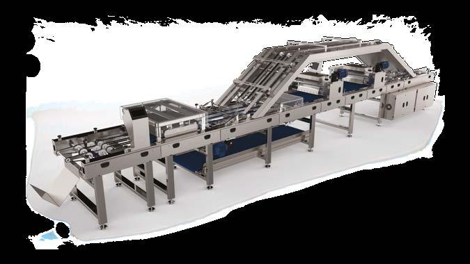 WAFER LINE Gofret Hattı 04 HAMUR OTOMASYONU Dough Mixer CREAM SPREADING MACHINE GOFRET FIRINI Wafer Baking Oven / KREMA SÜRME Cream machine spreads on the wafer leaves coming from the leaf cooling