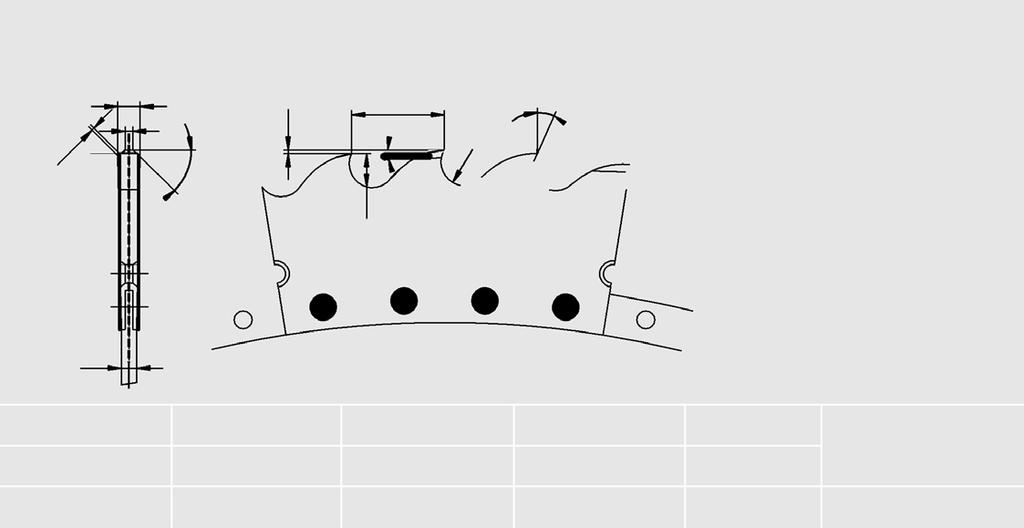 s α V = Kesme Dişi h = Yükseklik Farkı T = Hatve 0 t = 0,4 T = Temizleme Açısı S = Temizleme Dişinin Pahı 1 1 Roughing Tooth Height differencev Tooth pitch Clearance angle Chamfer of