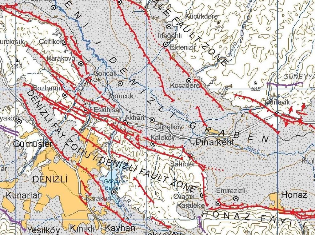 grabenleri bulunur. Çivril, Acıgöl ve Burdur grabenleri KD-GB doğrultulu, B. Menderes grabeni de D-B doğrultuludur.