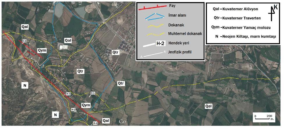 Şekil 24: Mücavir alanın fay, hendek yeri, jeofizik