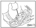 17 Motorlu testereyi çalıştırırken (şekil 7) de görüldüğü gibi ipi kuvvetli bir şekilde asılarak çalıştırınız.