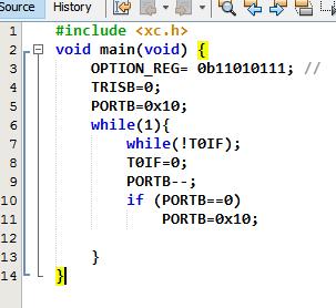 Örnek-8: 4 Bitlik Binary(ikili) Geri Sayıcı(15-0) Uygulaması LIST P=16F877A #INCLUDE<P16F877A.