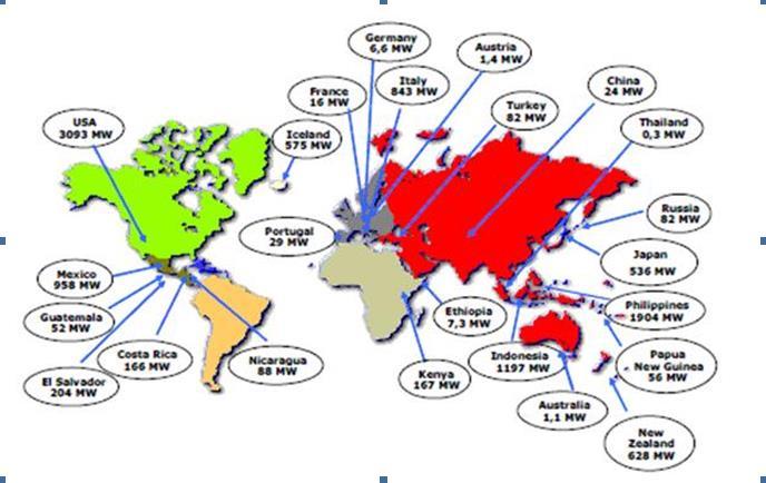 14 (Caribbean),Costa Rica ve Yeni Zelanda' da elektrik üretiminin %5 den fazlası jeotermal enerji tarafından karşılanmaktadır (www.bauweb@balikesir. edu.tr, 30.10.