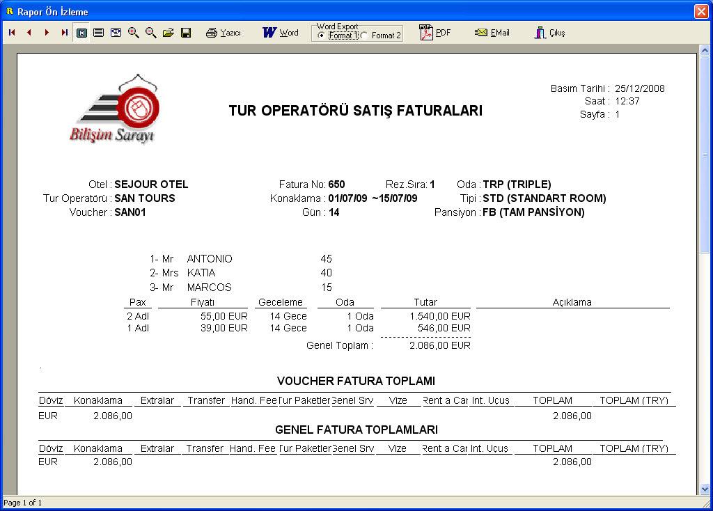 Proforma Fatura Öndeğerleri ekranında alış / satış operatörü, oteli, odası, oda tipi, pansiyonu kısmı aşağıdaki örnekteki gibi doldurularak otelin veya operatörün fiyatı diğer otel veya operatörlere