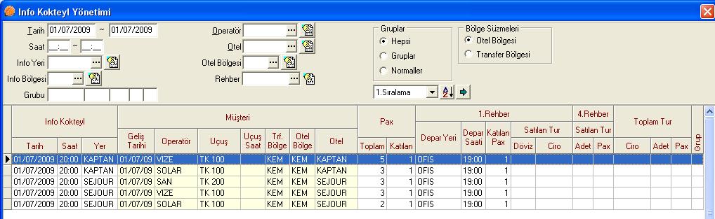 Şoför veya rehberlerin transferler veya tur esnasında yapmış oldukları giderler bir günün toplam masrafı olarak Genel Masraflar düğmesine tıklatılarak kaydedilebilir. 4.3.8.