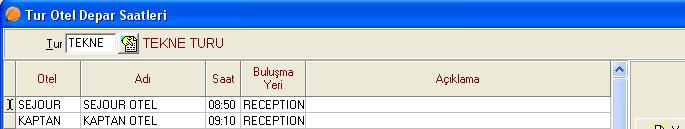 5.1.5. Otel Tur Depar Saatleri Tur satın almış olan müşterinin tur çıkışında belli bir saatte otelden alınması ve bu saatin daha önceden müşteriye bildirilmesi gerekir.