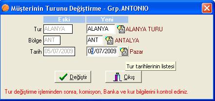 Diğer Komisyonlar düğmesine tıklatılarak bilet satışından komisyon alanlar ve komisyon rakamları görülebilir.